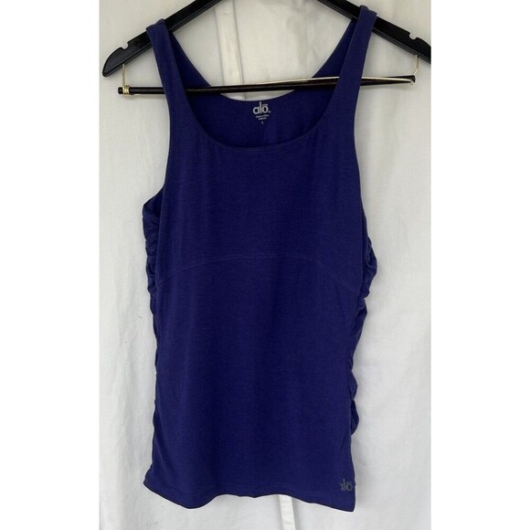 ALO Tops - Alo Yoga Purple Tank Top Small Ruched Stretch Bamboo Blend Athleisure Whimsigoth